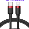 Baseus CATLKLF-91 Кабель в тканевой оплетке USB-С на Lightning (100 см / 20W черно/красный)