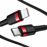 Baseus CATLKLF-91 Кабель в тканевой оплетке USB-С на Lightning (100 см / 20W черно/красный)