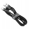 Кабель в тканевой оплетке USB на Lightning Baseus Cafule Cable (CALKLF-RV1 Чёрный/Золотой 300см/2.0A)