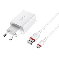 Сетевое зарядное устройство Borofone BA21A (PD18 + кабель USB-USB-C)